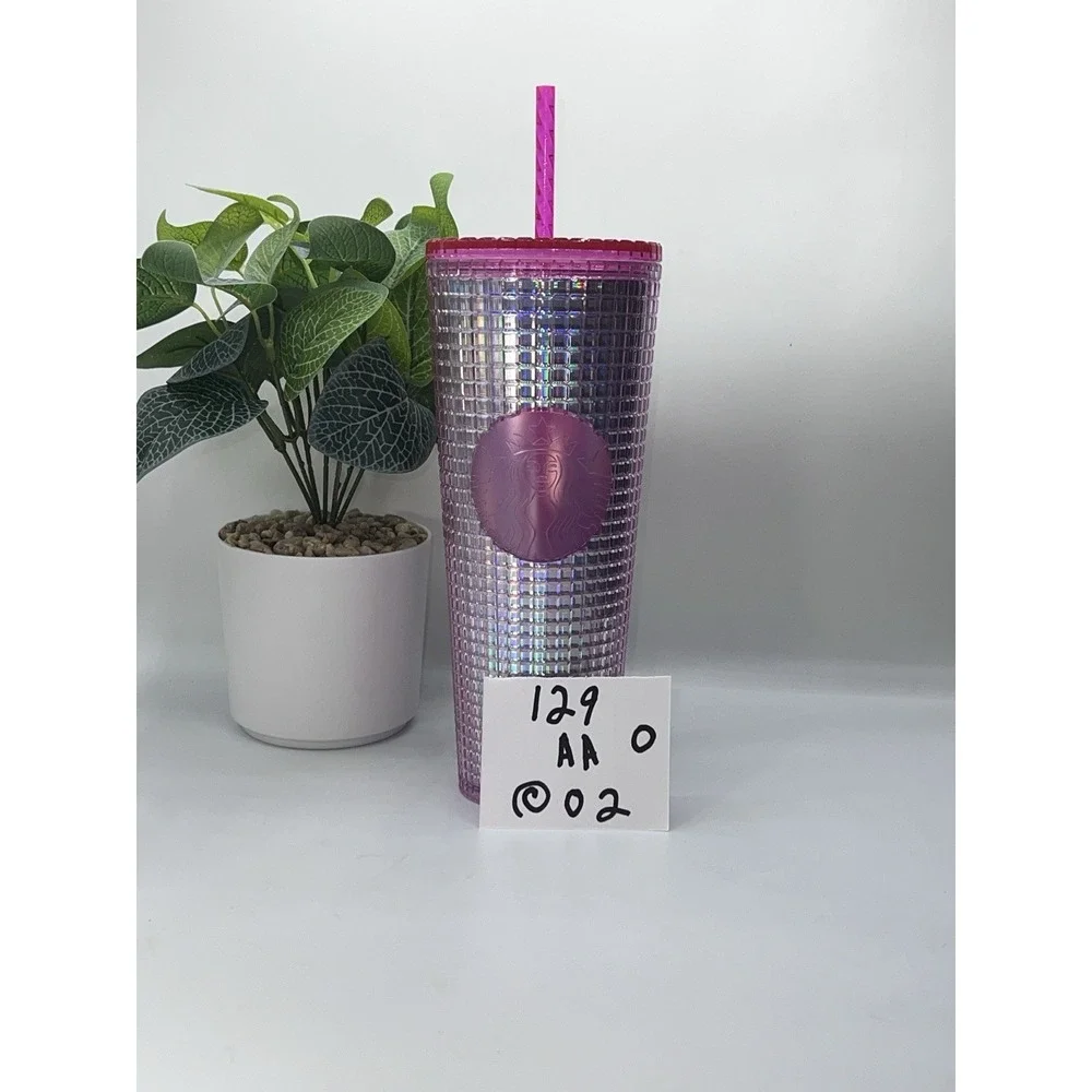 NEW! Starbucks 2020‎ Limited Edition VENTI 24oz Dark Pink Disco Tumbler W/Straw